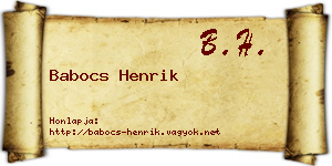 Babocs Henrik névjegykártya